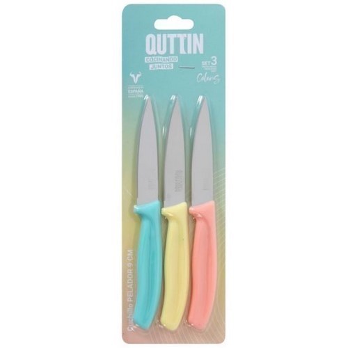 SET 3 CUCHILLOS PELAPAPAS QUTTIN COLORS 9CMS
